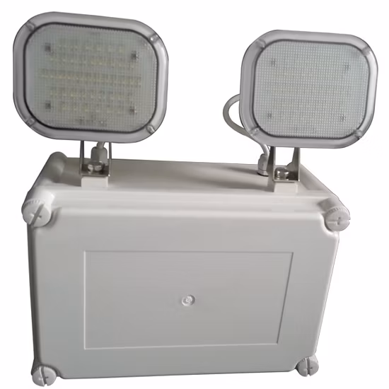 Wiederaufladbare, wasserdichte LED-Notfallleuchte mit zwei Köpfen